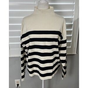 Nicole Miller Black &‎ Off White Mock Turtle Neck Soft Sweater Women's Size XL